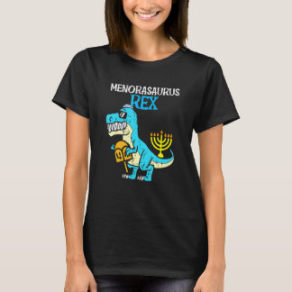 Menorasaurus Rex Hanukkah Jewish Dino rex Boys T-shirt
