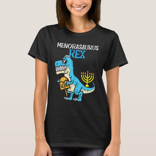 Menorasaurus Rex Jew Dino Trex Toddler Boys Hanukk T-shirt (Voorkant)