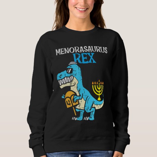 Menorasaurus Rex Jew Dino Trex Toddler Boys Hanukk Trui (Voorkant)