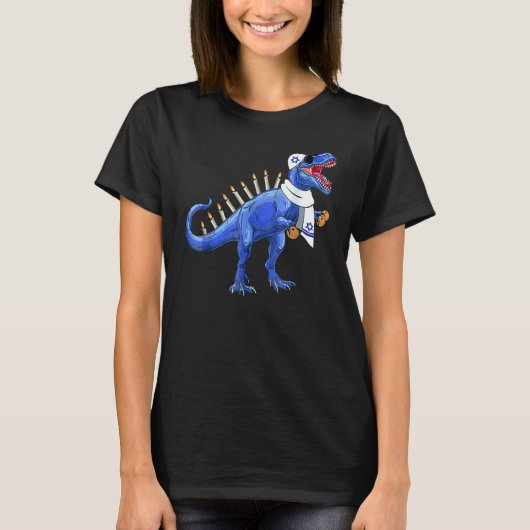 Menorasaurus Rex  Rex Dinosaur Hanukkah Mens Women T-shirt (Voorkant)