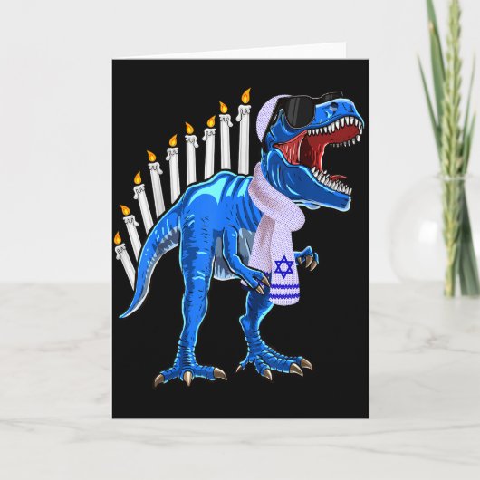 Menorasaurus Rex Shirt T Rex Dinosaur Hanukkah Gif Kaart (Voorkant)