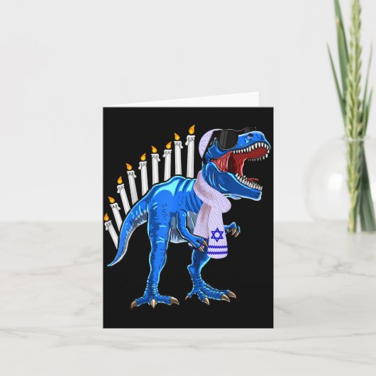 Menorasaurus Rex Shirt T Rex Dinosaur Hanukkah Gif Kaart (Voorkant)