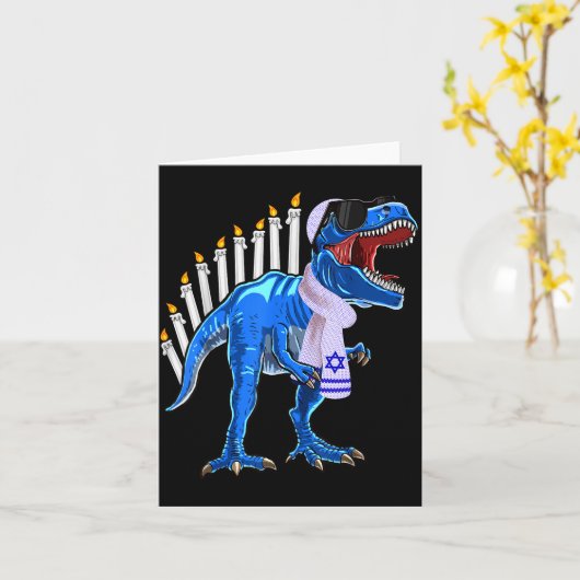Menorasaurus Rex Shirt T Rex Dinosaur Hanukkah Gif Kaart (Gele Bloem)