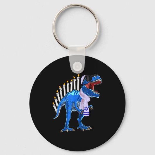 Menorasaurus Rex Shirt T Rex Dinosaur Hanukkah Gif Sleutelhanger (Voorkant)