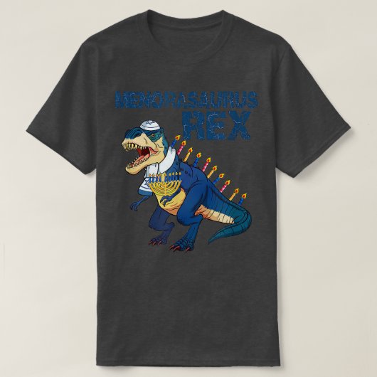 Menorasaurus Rex T Rex Dinosaur Hanukkah Chanukah T-shirt (Design voorkant)