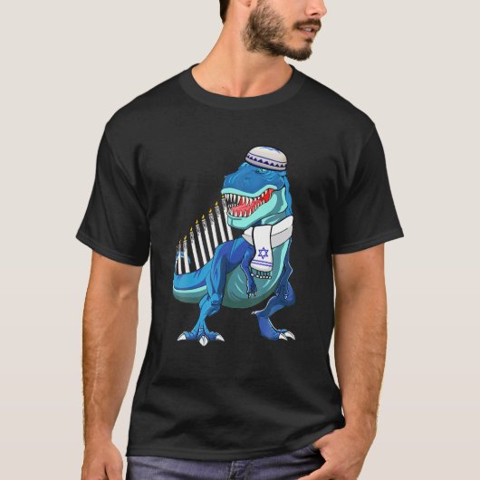 Menorasaurus rex T - rex dinosaurus Chanoeka voor T-shirt (Voorkant)