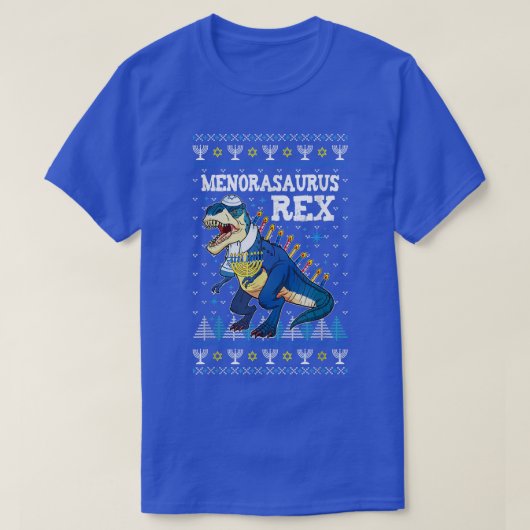 Menorasaurus Rex T Rex Menorah Ugly Hanukkah Chanu T-shirt (Design voorkant)