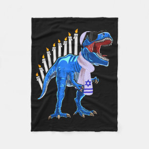 Menorasaurus Rex T-shirt T-Rex Dinosaur Hanukkah C Fleece Deken