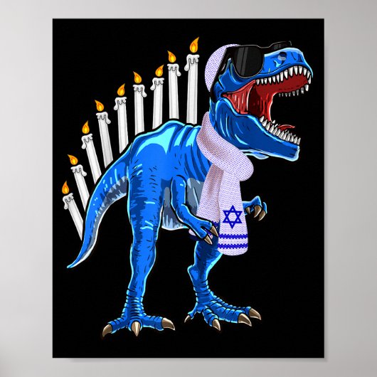 Menorasaurus Rex T-shirt T Rex Dinosaur Hanukkah C Poster (Voorkant)