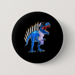 Menorasaurus Rex T-shirt T Rex Dinosaur Hanukkah G Ronde Button 5,7 Cm