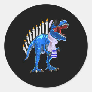 Menorasaurus Rex T-shirt T Rex Dinosaur Hanukkah G Ronde Sticker