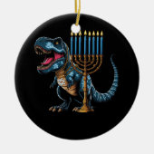 Menorasaurus rex trex dinosaurus Chanoeka Menorah  Keramisch Ornament (Voorkant)