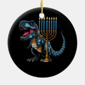 Menorasaurus rex trex dinosaurus Chanoeka Menorah  Keramisch Ornament (Achterkant)