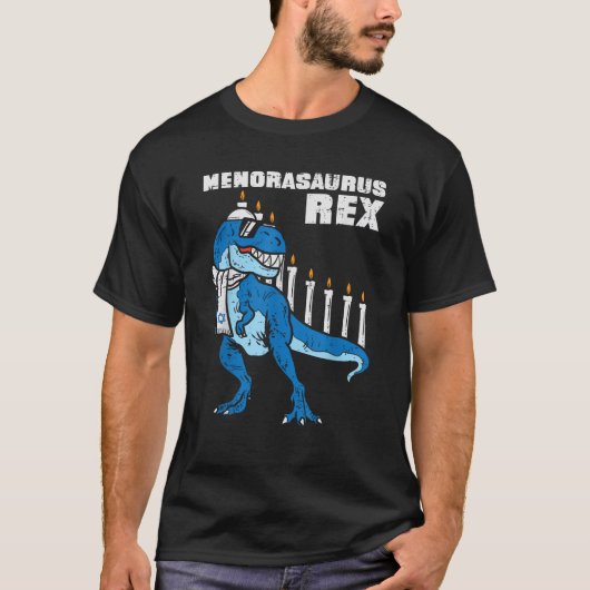 Menorasaurus Rex Trex Menorah Hanukkah Chanukah Je T-shirt (Voorkant)