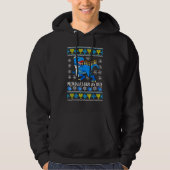 Menorasaurus Rex Trex Menorah Ugly Hanukkah Chanuk Hoodie (Voorkant)