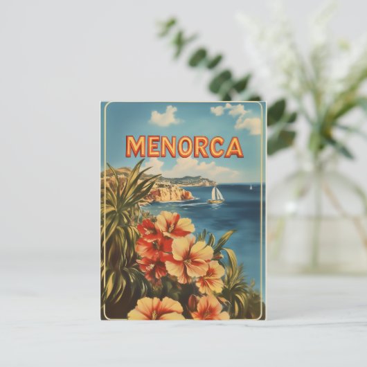 Menorca bloemen  briefkaart (Staand voorkant)
