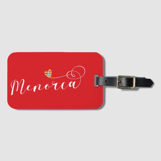Menorca Flag Heart, Balearen Bagagelabel (Voorkant (horizontaal))