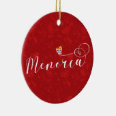 Menorca Flag Heart, Balearen Keramisch Ornament (Rechts)