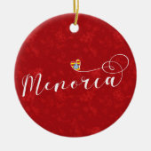 Menorca Flag Heart, Balearen Keramisch Ornament (Voorkant)