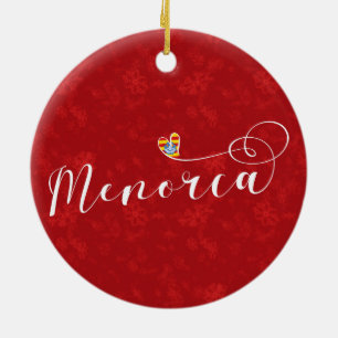 Menorca Flag Heart, Balearen Keramisch Ornament