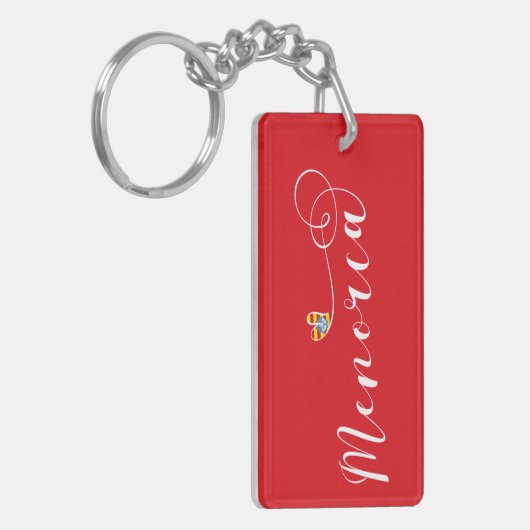 Menorca Flag Heart, Balearen Sleutelhanger (Voorkant Links)