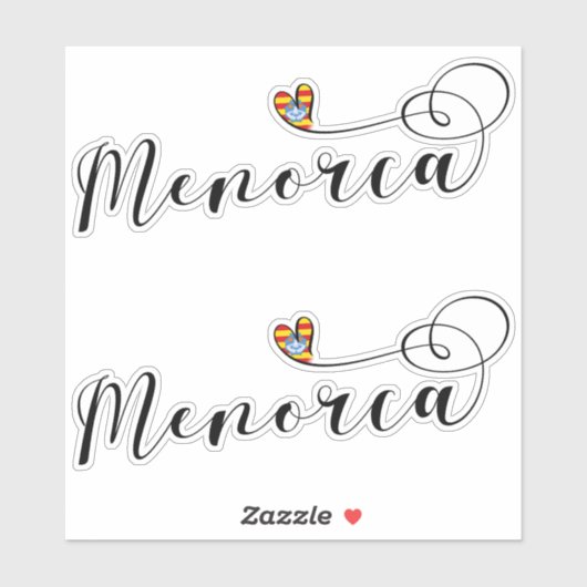 Menorca Flag Heart, Balearen Sticker (Vel)