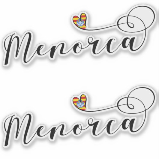 Menorca Flag Heart, Balearen Sticker (Voorkant)