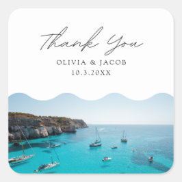 Menorca Spanje foto bruiloft gunst dank u Vierkante Sticker