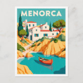 Menorca Spanje Kunst Vintage Illustratie Reizen Briefkaart (Voorkant)