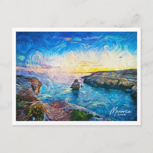 Menorca Spanje Prachtig olieverflandschap Briefkaart (Voorkant)