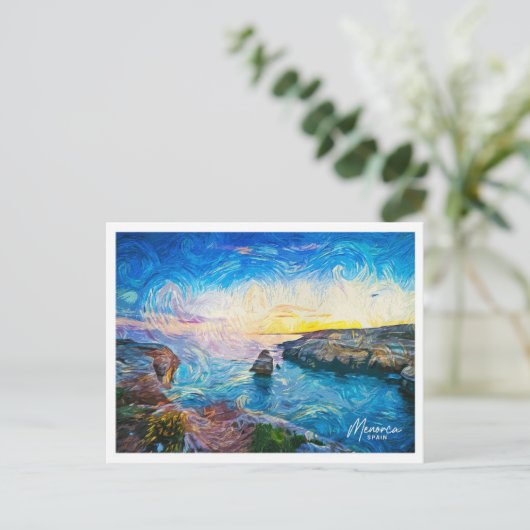 Menorca Spanje Prachtig olieverflandschap Briefkaart (Staand voorkant)