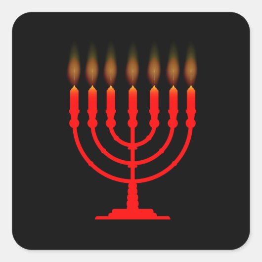 Menorh met zeven kaarsen vierkante sticker (Voorkant)