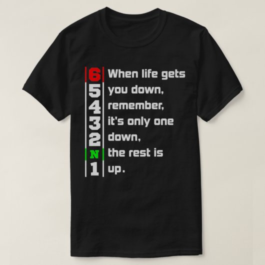 Mens 1 Down 6 Up Motorcycle drag racing  T-shirt (Design voorkant)