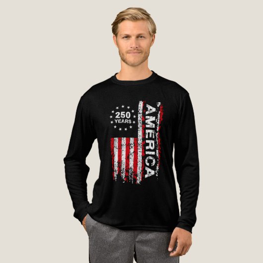 Mens 250 Jaar Amerika Tri-Blend Shirt (Voorkant)