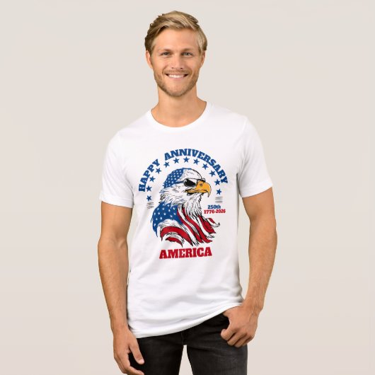 Mens 250ste verjaardag  Tri-Blend shirt (Voorkant volledig)