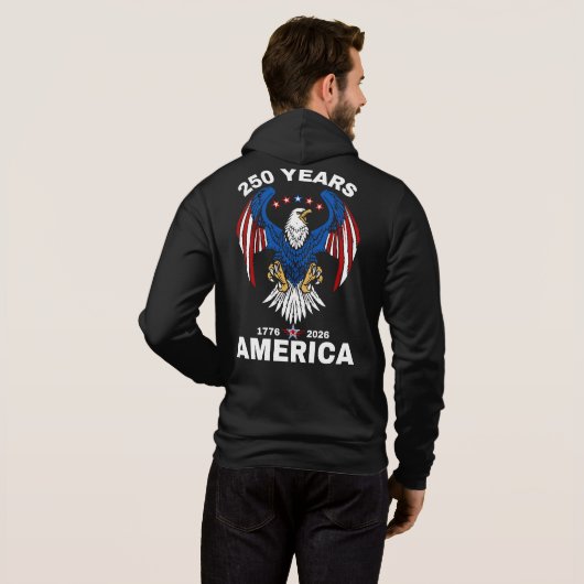 Mens 250th verjaardag Amerika Hoodie (Achterkant volledig)