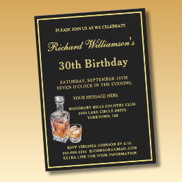 Men's 30th Birthday Party Classic Black Gold Kaart