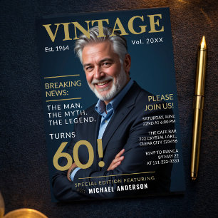 Mens 60e verjaardag tijdschriftstijl kaart