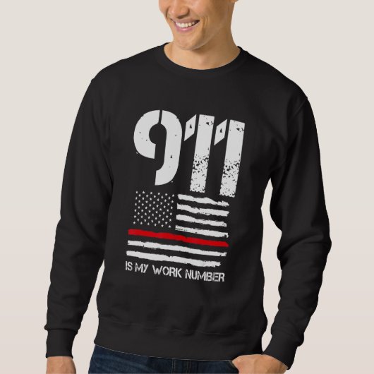 Mens 911 Is My Work Number Fire Fireghter Officer Trui (Voorkant)