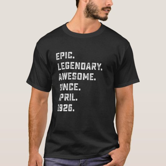 Mens 95Th Birthday Gifts Epic Awesome Legend Since T-shirt (Voorkant)