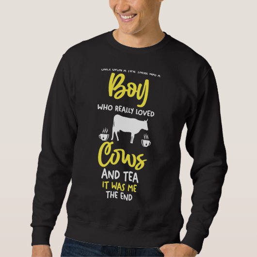 Mens A Boy Who Love Tea And Cow Trui (Voorkant)