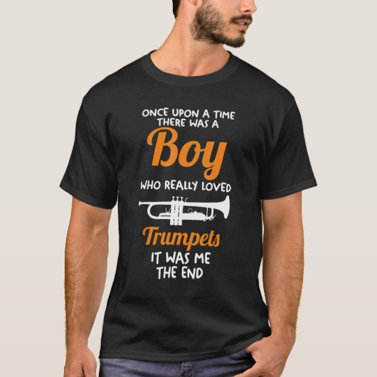 Mens A boy who really loved Trumpets T-shirt (Voorkant)