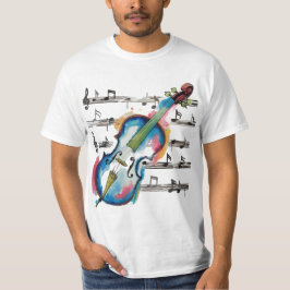 Men's affordable watercolor violin t-shirt