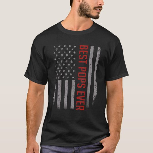 Mens American Flag Dad For Father's Day Best Pop T-shirt (Voorkant)