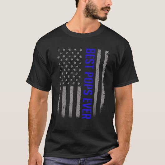 Mens American Flag Dad For Father's Day Best Pop T-shirt (Voorkant)