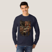 Men's American Flag Deer Hunting Tee, Long Sleeves T-shirt (Voorkant volledig)