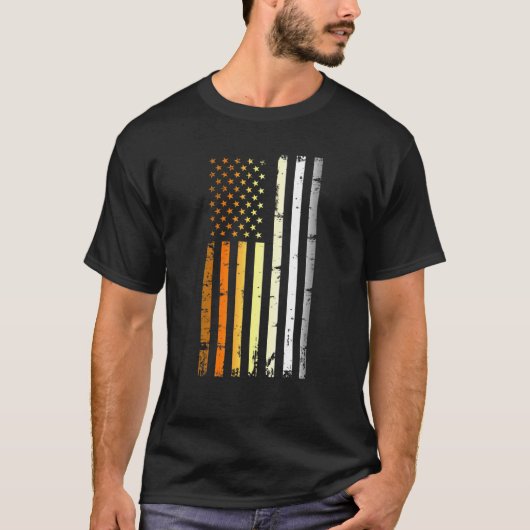 Mens American Flag Lgbt Bear Pride T-shirt (Voorkant)