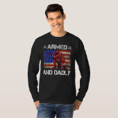 Mens Armed And Dadly  Deadly Father s Day USA Flag T-shirt (Voorkant volledig)