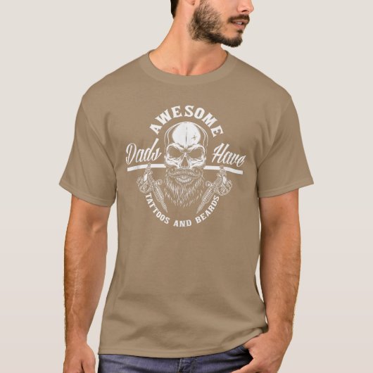 Mens Awesome Dads Haveattoos And Beards Funny Fath T-shirt (Voorkant)