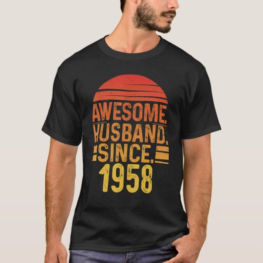 Mens Awesome Husband since 1958 Wedding Anniversar T-shirt (Voorkant)